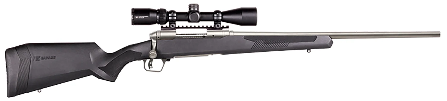 Savage Arms 57344 110 Apex Storm XP 6.5 Creedmoor 4+1 24″, Matte Stainless Metal, Synthetic Stock, Vortex Crossfire II 3-9x40mm Scope