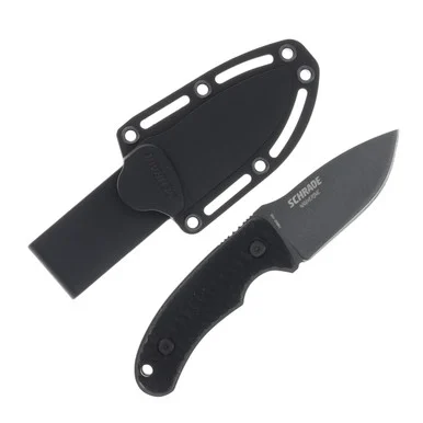 Schrade Wolverine Mini 2.5 Inch Plain Black Teflon Drop Point 1182519