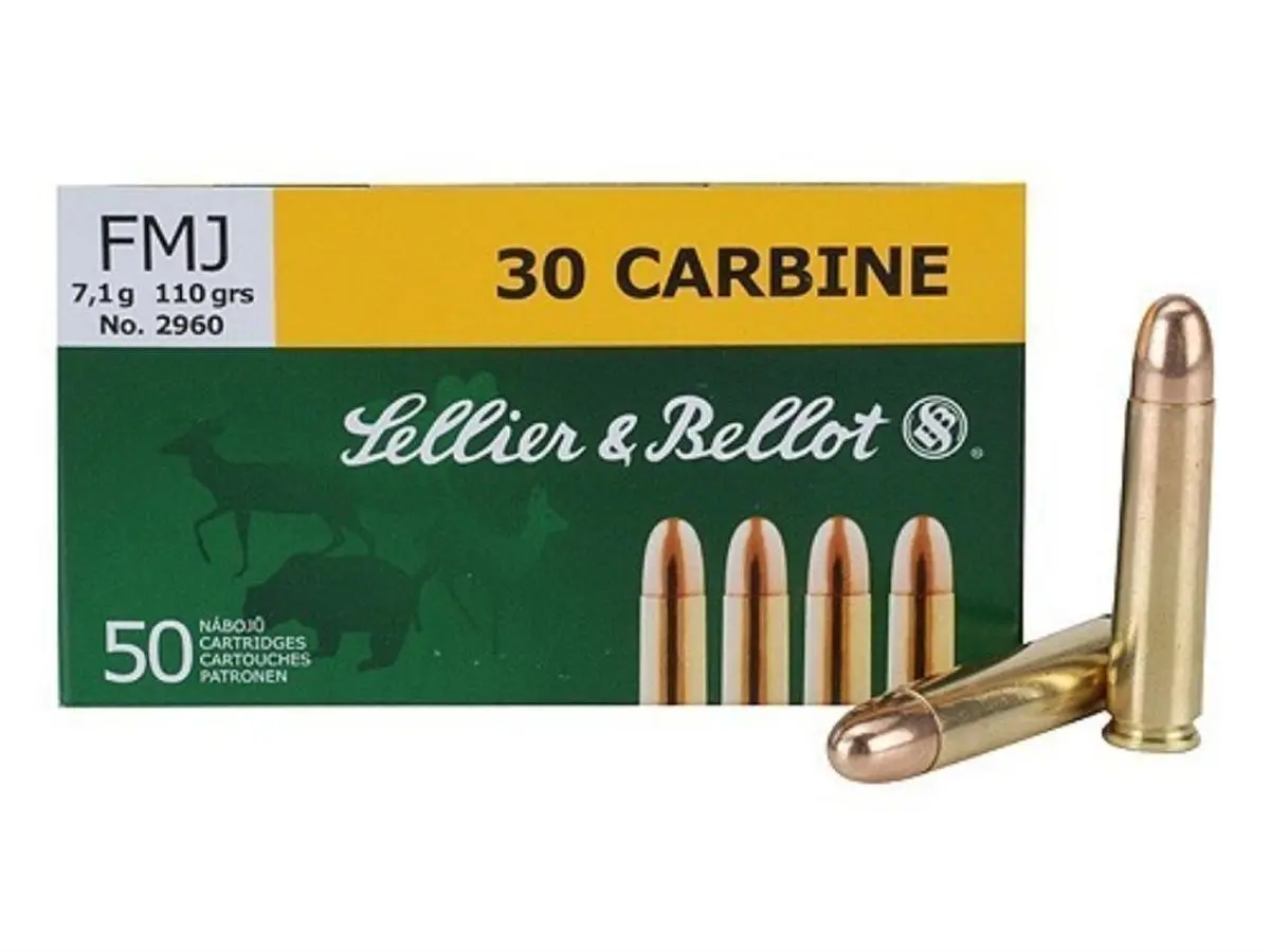Sellier & Bellot Rifle Ammunition .30 Carbine 110 gr FMJ 1990 fps – 50/box
