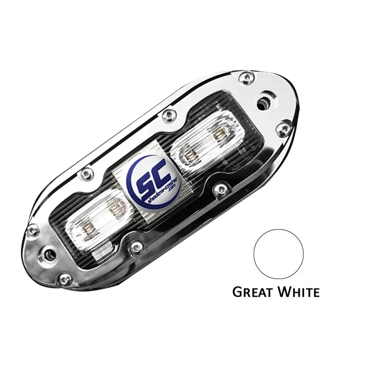 Shadow-Caster SCM-4 LED Underwater Light w/20′ Cable – 316 SS Housing – Great White [SCM-4-GW-20]