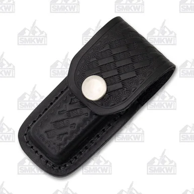 Sheaths 3.5in Folding Knife Black Leather Embossed Basketweave Sheath SH1142