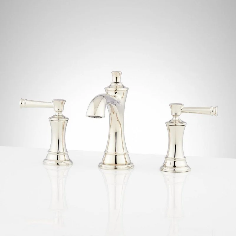 Signature Hardware Beasley Two Handle Widespread Bathroom Sink Faucet in Polished Nickel | Ferguson