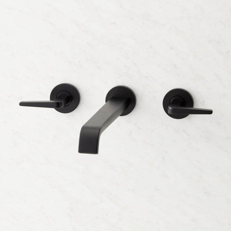 Signature Hardware Drea Two Handle Wall Mount Tub Filler in Matte Black | Ferguson