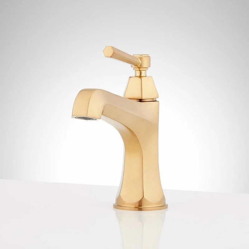 Signature Hardware Elita Single Handle Monoblock Bathroom Sink Faucet in Brushed Gold | Ferguson