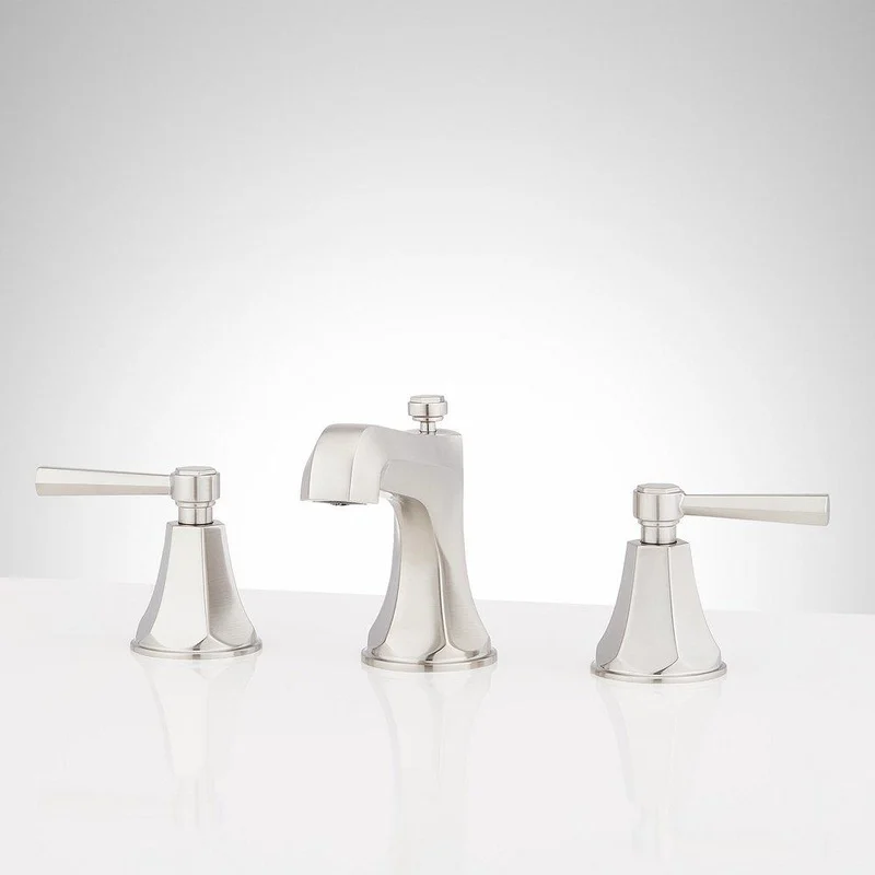 Signature Hardware Elita Widespread Bathroom Sink Faucet in with Lever Handles in Brushed Nickel | Ferguson