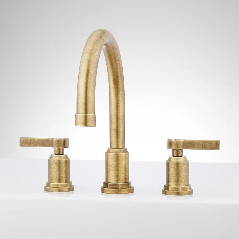 Signature Hardware Greyfield 3-Hole Two Handle Roman Tub Faucet in Aged Brass | Ferguson