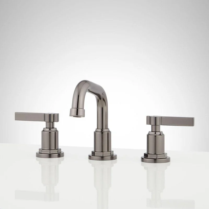 Signature Hardware Greyfield Two Handle Widespread Bathroom Sink Faucet in Gunmetal | Ferguson