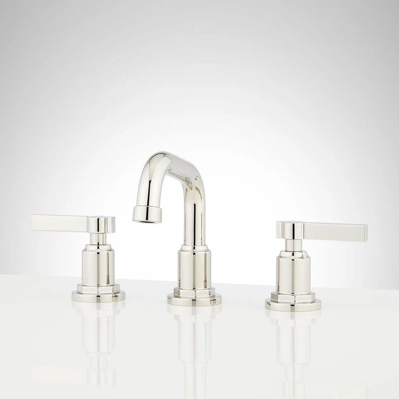 Signature Hardware Greyfield Two Handle Widespread Bathroom Sink Faucet in Polished Nickel | Ferguson