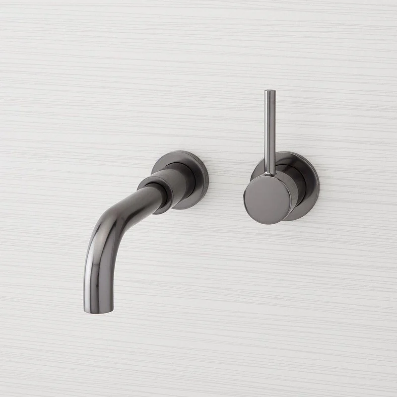 Signature Hardware Lexia Single Handle Wall Mount Bathroom Sink Faucet in Gunmetal | Ferguson