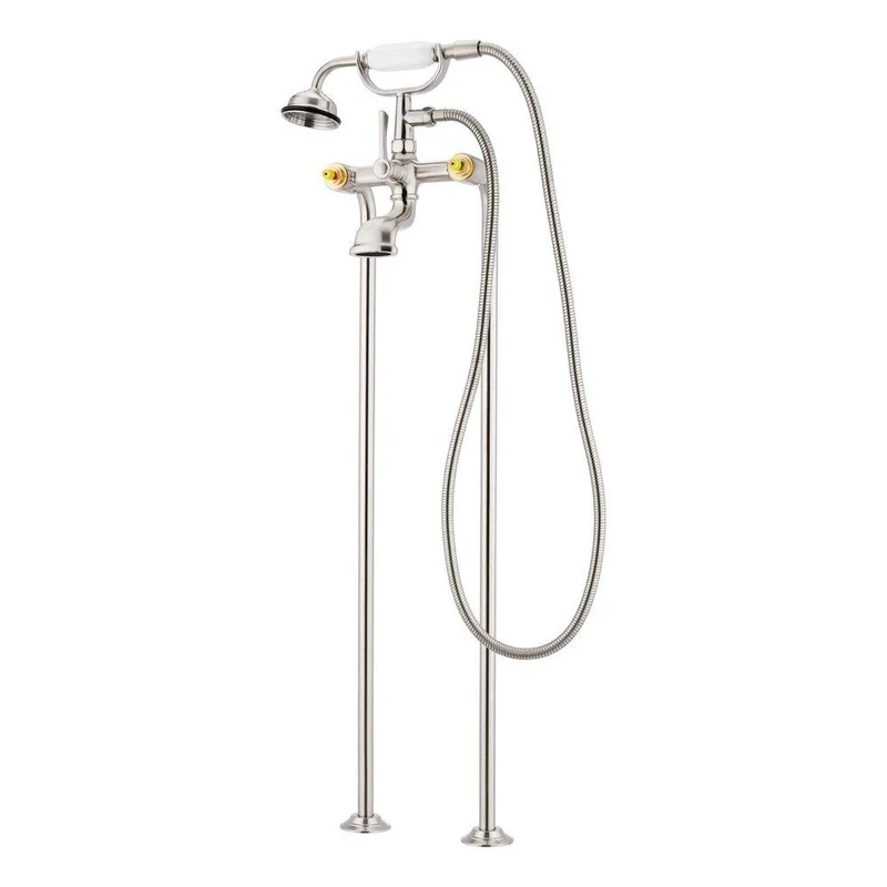 Signature Hardware Marceau Floor Mount Tub Filler in Brushed Nickel (Less Handles) | Ferguson