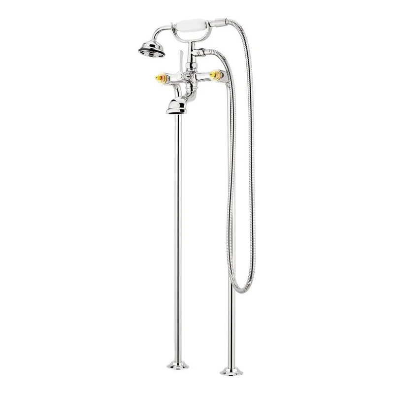 Signature Hardware Marceau Floor Mount Tub Filler in Chrome (Less Handles) | Ferguson