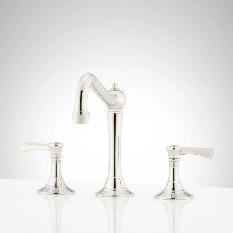 Signature Hardware Marceau Widespread Bathroom Sink Faucet with Lever Handles in Brushed Nickel | Ferguson