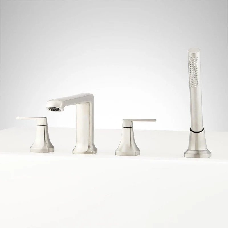 Signature Hardware Sefina Roman Tub Faucet with Hand Shower in Brushed Nickel | Ferguson