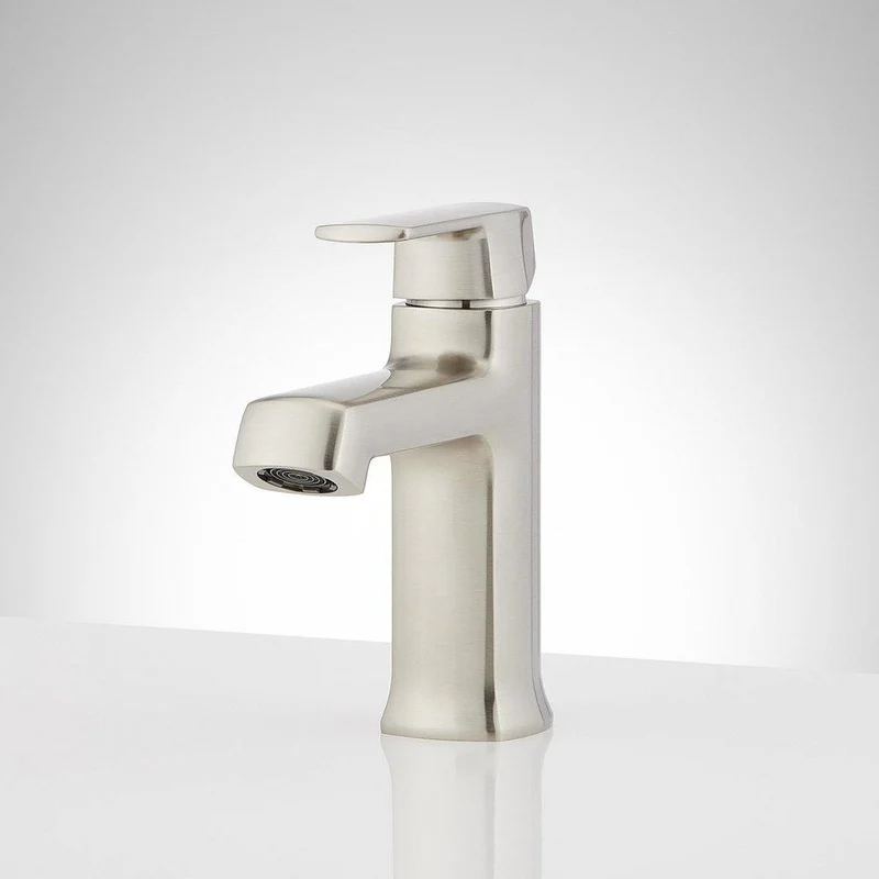 Signature Hardware Sefina Single Handle Monoblock Bathroom Sink Faucet in Brushed Nickel | Ferguson