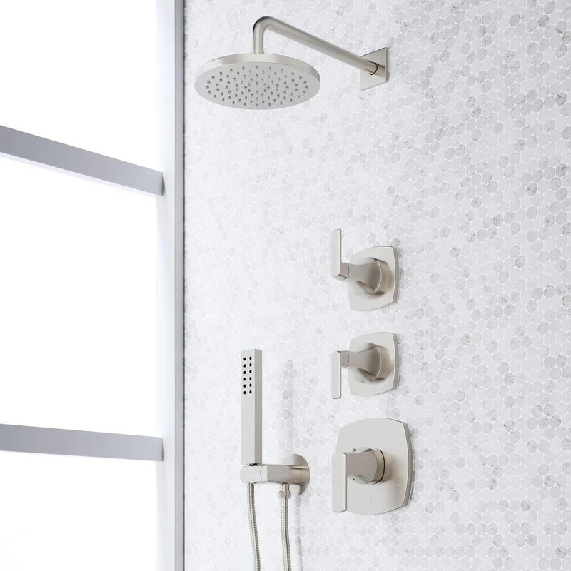 Signature Hardware Sefina Thermostatic Shower System with Hand Shower in Brushed Nickel | Ferguson
