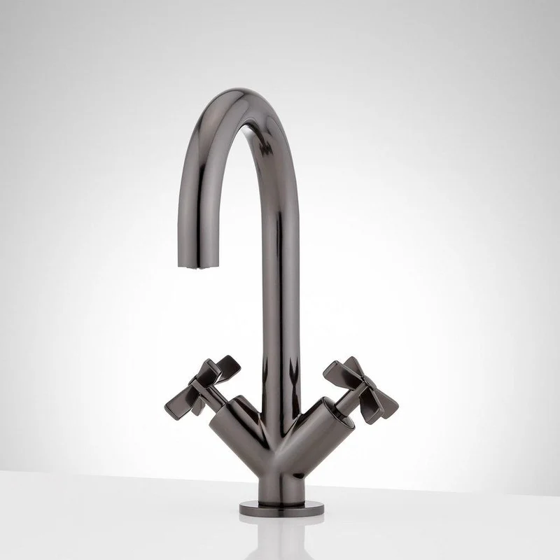 Signature Hardware Vassor Two Handle Monoblock Bathroom Sink Faucet in Gunmetal | Ferguson