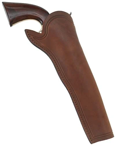 Slim Jim Holster, right hand cross draw, 8" barrel, brown leather, for percussion Army and Navy revolvers