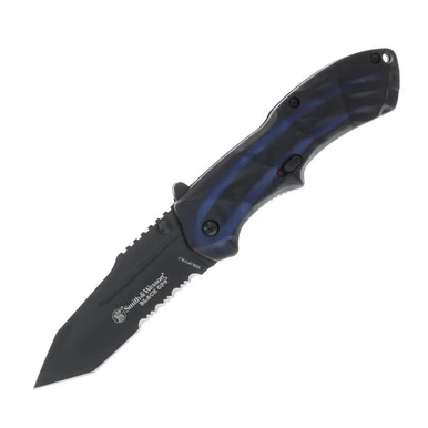 Smith & Wesson Black Ops Blue Assisted Tanto Folding Knife SWBLOP3TBLS