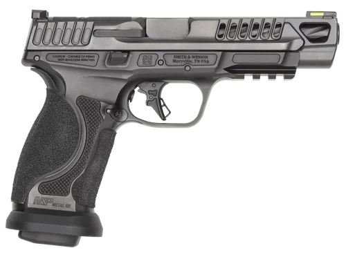 Smith & Wesson M&P M2.0 Comp Heavy Duty 9mm, 5" Barrel, Armornite Black, Hiviz Night Sight, Black Rear, Optics Ready, 4x10rd Mags