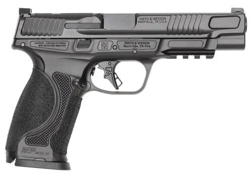 Smith & Wesson M&P M2.0 Metal Heavy Duty 9mm, 5" Barrel, Armornite Black, Front Night Sight, Black Rear Sight, Thumb Safety, Optics Ready, 2x17rd Mags