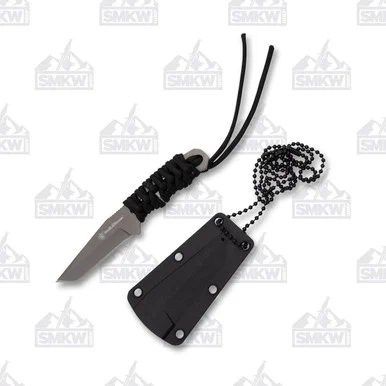 Smith & Wesson Neck Knife 2.8in Gray Plain Tanto Fixed Blade SW910TAM