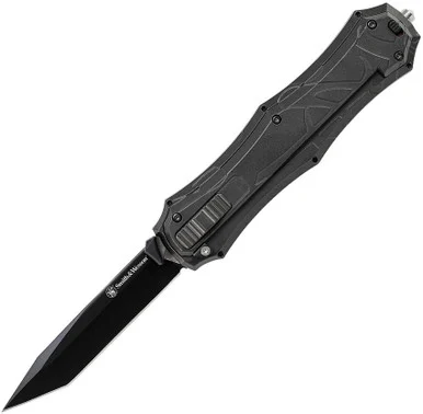 Smith & Wesson OTF Assisted Black Knife 3.6in Tanto Edge Dagger SWOTF9TB