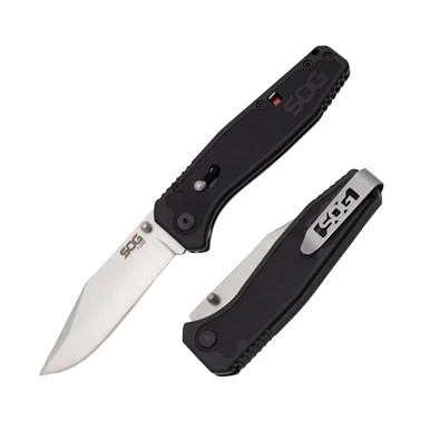 SOG Flare Spring Assisted Folding Knife Satin 8Cr13MoV/Black SOGFLA1001