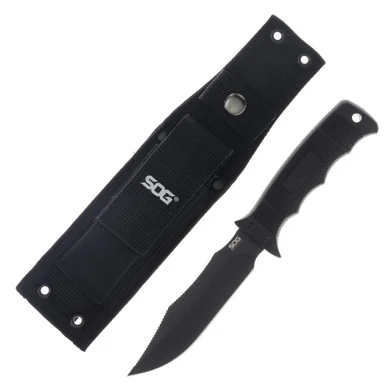 SOG Knives SEAL Pup Elite Fixed Blade 4.85in Plain Black Clip Point SOGE37S