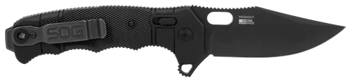 SOG Knives & Tools Seal XR, L-TI, Folding Knife, 4.3" Drop Point Straight Edge, GFN Handle, Black, PVD Finish, MagnaCut, Includes (2) Additional Handles, Olive Drab Green and Gray