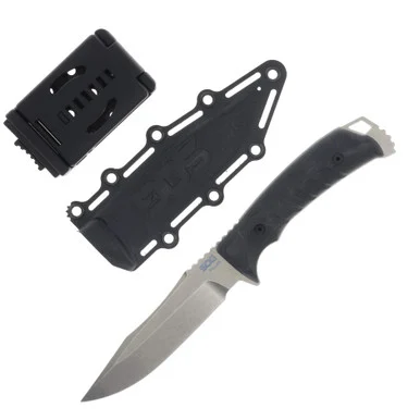 SOG Pillar Fixed Blade Knife Black Canvas Micarta 5in Stonewashed Clip Point SOGUF1001