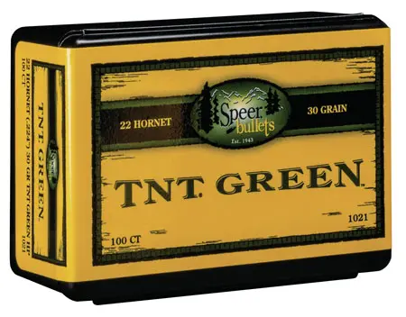 Speer 1021 TNT Green22Cal 30gr Jacketed Hollow Point 100 Per Box/5 Case