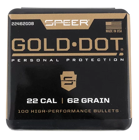 Speer 22462GDB Gold Dot224Cal 62gr Soft Point 100 Per Box/20 Case