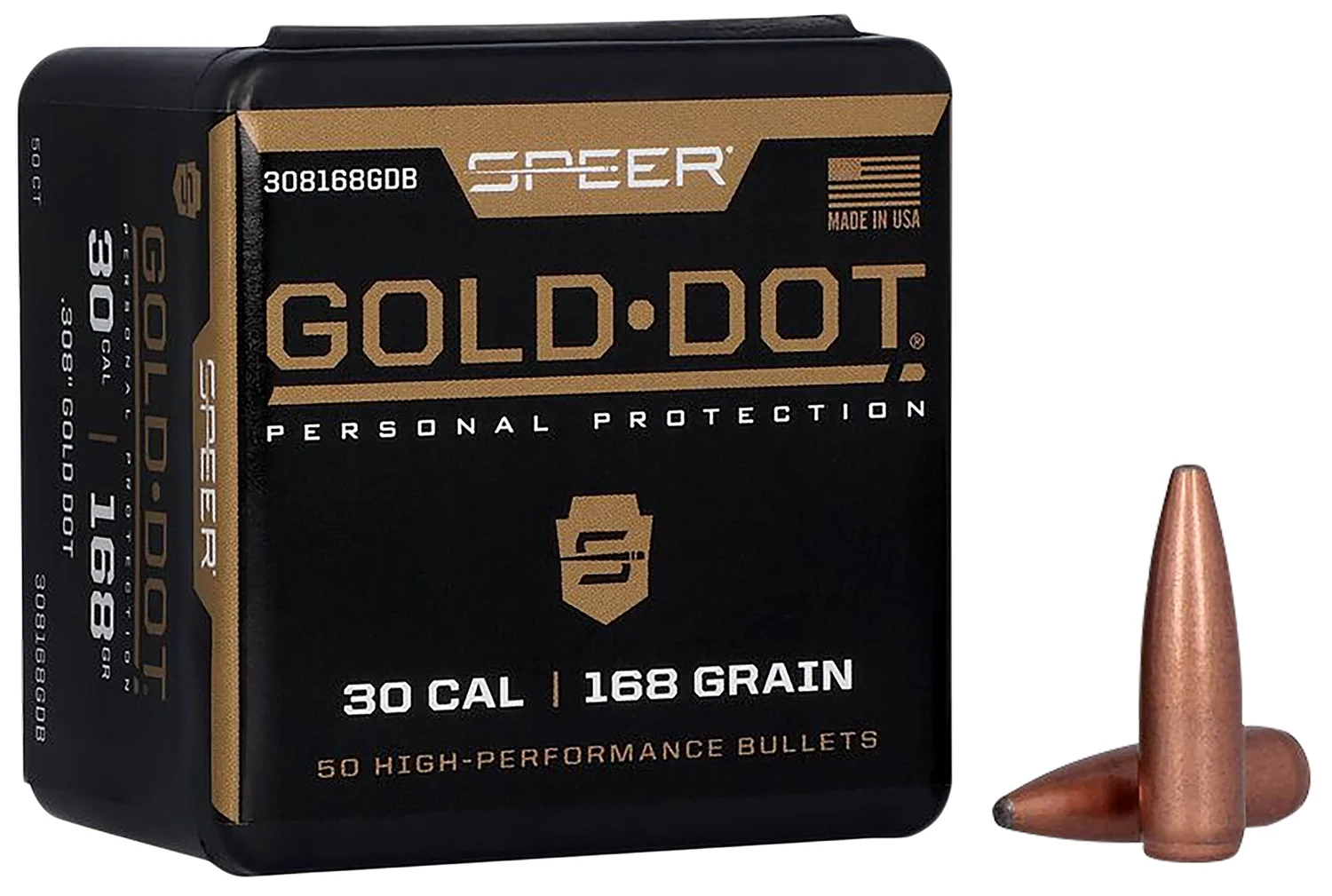 Speer 308168GD Gold Dot30Cal 168gr Soft Point 50 Per Box/20 Case