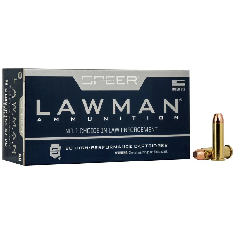 Speer Lawman Training, 38 Special +P, 158 Grain, TMJ, Box of 50