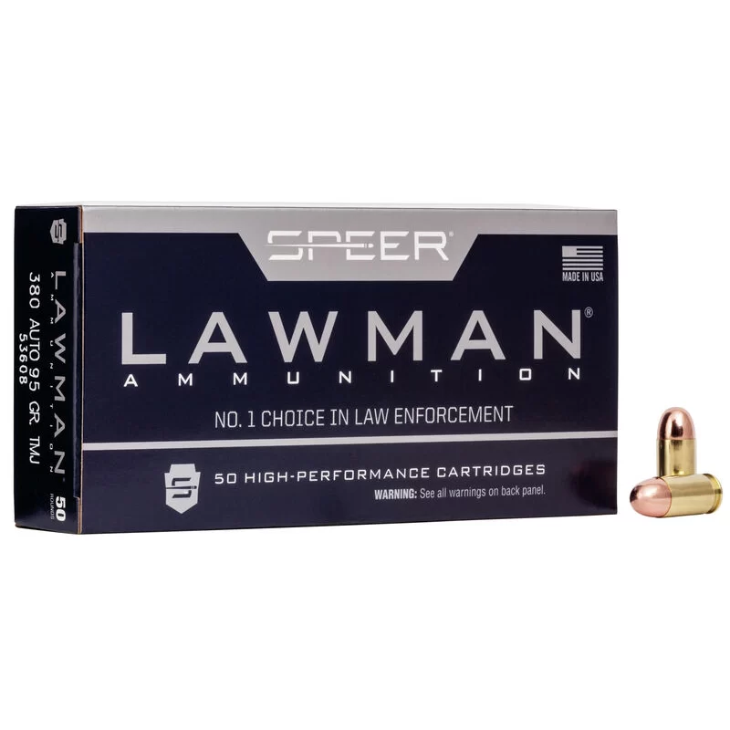 Speer Lawman Training 380 Auto, 95 gr, TMJ, Case of 1000