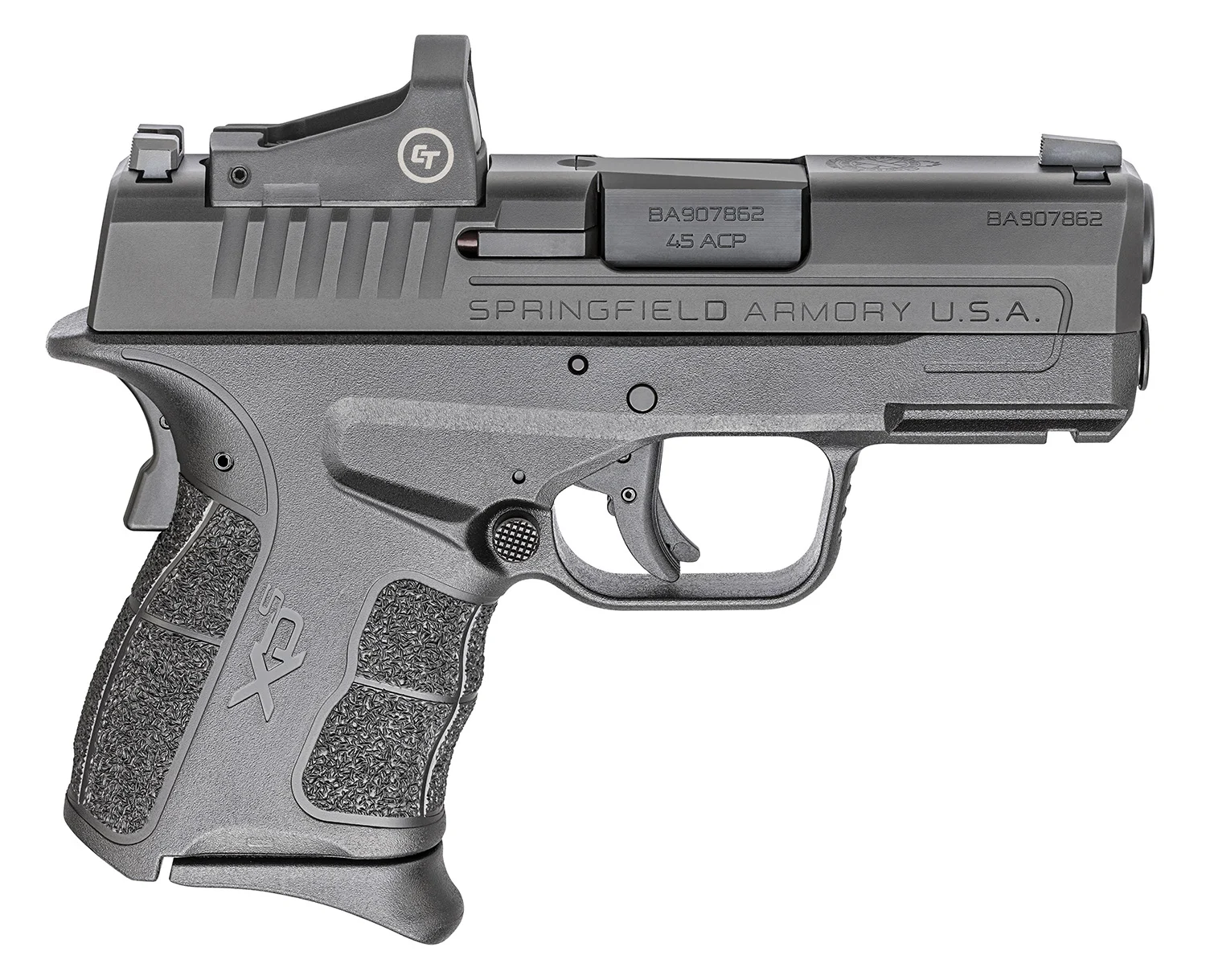 Springfield Armory XDSG93345BCT XD-S Mod 2 45 ACP 3.30″ 5+1,6+1 Black Forged Melonite Steel Barrel/Optics Cut Slide Enhanced Textured Black Polymer Frame Includes Crimson Trace Red Dot & 2 Mags