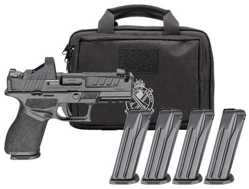 Springfield Echelon Comp Optic Gear Pac 9mm 4" Ported Barrel, & Serrated Slide, Textured Grip, Viridian RFX-11 Green Dot, 15 Rd (4 Mags)