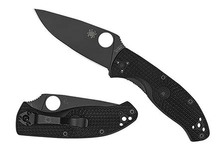 Spyderco C122PBBK Tenacious Lightweight 3.39″ Folding Plain Black Oxide 8Cr13MoV SS Blade/Black Bi-Directional Texturing FRN Handle Includes Pocket Clip