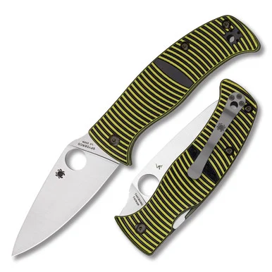 Spyderco Caribbean Yellow and Black 3.7 Inch Plain Satin Leaf SPC217GP