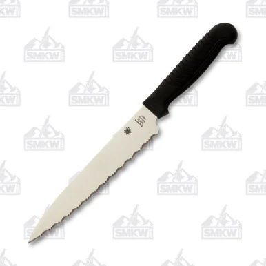 Spyderco Kitchen Utility Knife Black Polypropylene 6.5in Serrated Blade SPK04SB