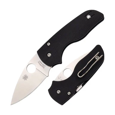 Spyderco Lil Native Folding Knife Plain Edge G-10 Black SPC230GP