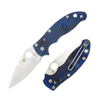 Spyderco Manix 2 Lightweight FRCP Blue Folding Knife 3.37in Plain Blade SPC101PBL2