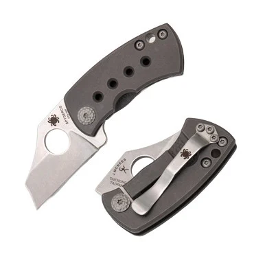Spyderco McBee Folding Knife Gray Titanium 1.52in Stonewash Blade SPC236TIP