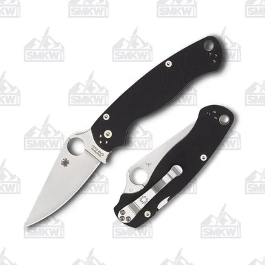 Spyderco Para Military 2 Folding Knife 3.45in Plain Satin Clip Point SPC81GP2