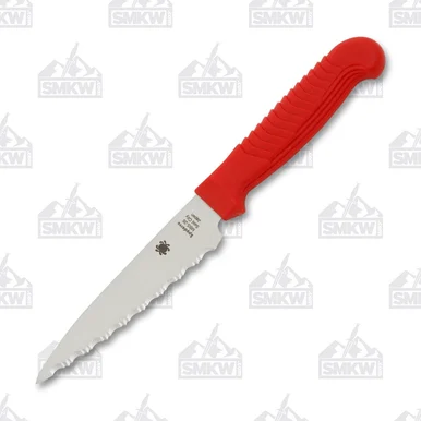 Spyderco Utility Kitchen Knife Red Polypropylene 4.48in Serrated Blade SPK05SR
