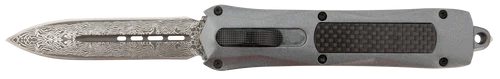 Steel River Knives A163BDD Spartan 3.50" OTF Dagger Plain Damascus 440C SS Blade/Gray Carbon Fiber Inlay Aluminum Zinc Alloy Handle