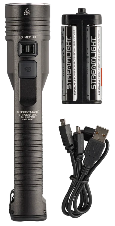 Streamlight Stinger LED Black Anodized Aluminum White LED 100/850/2000 Lumens 315 Meters Range