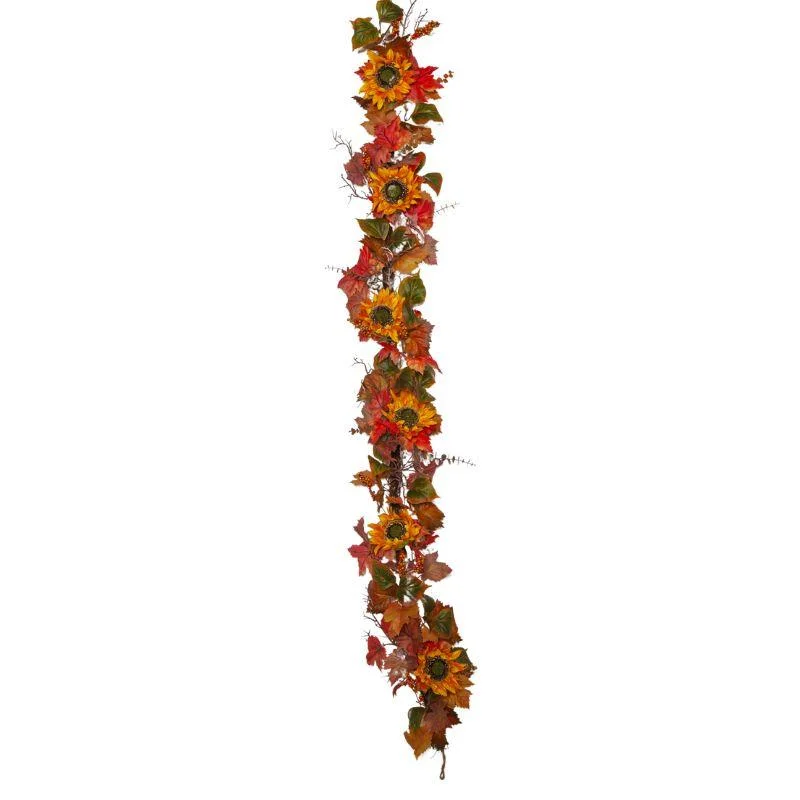 SUNFLOWER WITH MIXED FOLIAGE GARLAND 183Lx25Wx13H cm