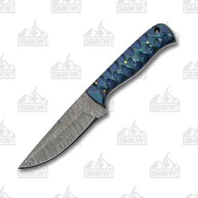 SZCO Supplies 8in Sapphire Exotic Hunter 8in Fixed Blade Damascus Knife DM1290