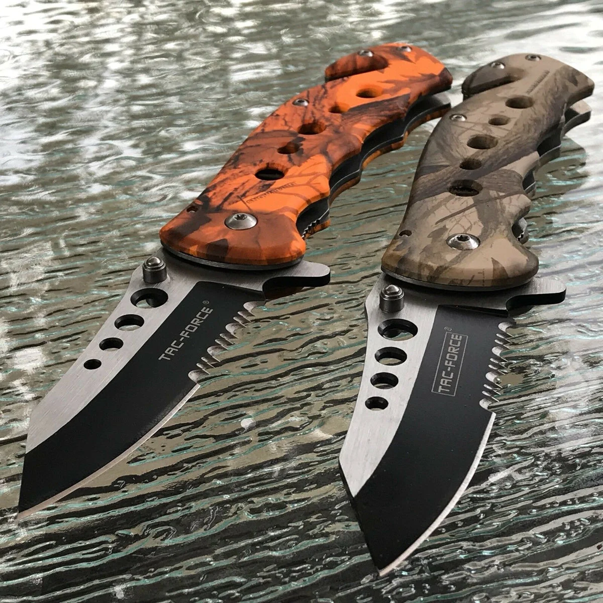 TAC FORCE FALL/ORANGE CAMO ASSISTED TACTICAL FOLDING KNIFE Tactical Blade SET